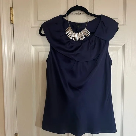 Anne Taylor midnight blue Blue Flutter Sleeve Ruffled Blouse - Picture 3 of 3